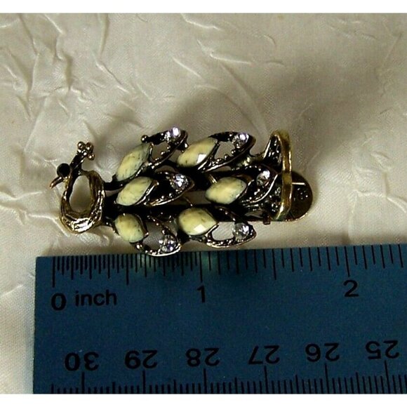 Peacock Rhinestones Faceted Accents Clip Hair Barrette - Picture 5 of 5